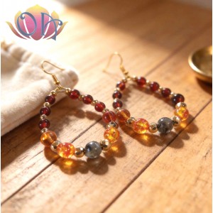 BRINCOS BOHO HOLISTIC - AMBAR SANGUE DE DRAGÃO